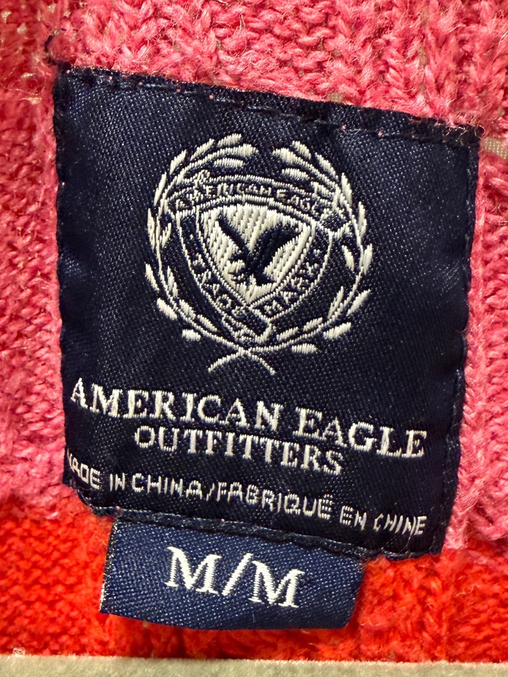 American Eagle Outfitters Red and Pink Striped V-Neck Sweater - Picture 2 of 6